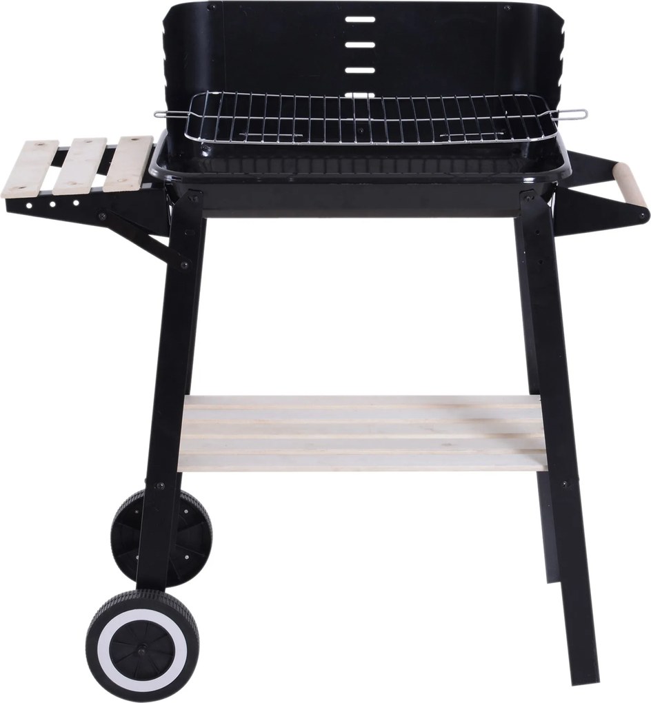 Outsunny Faszenes Grillsütő BBQ Piknik Kerti Kültéri Kemping 83x46x87 cm | Aosom
