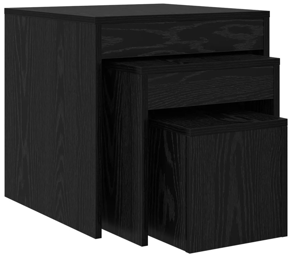 Dohányzóasztalok 3 pcs Musta tammi 45 x 45 x 45 cm Faanyag