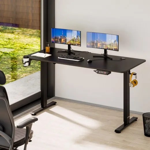 Casaria® Magasságban állítható irodai asztal 140x60x118 cm - barna