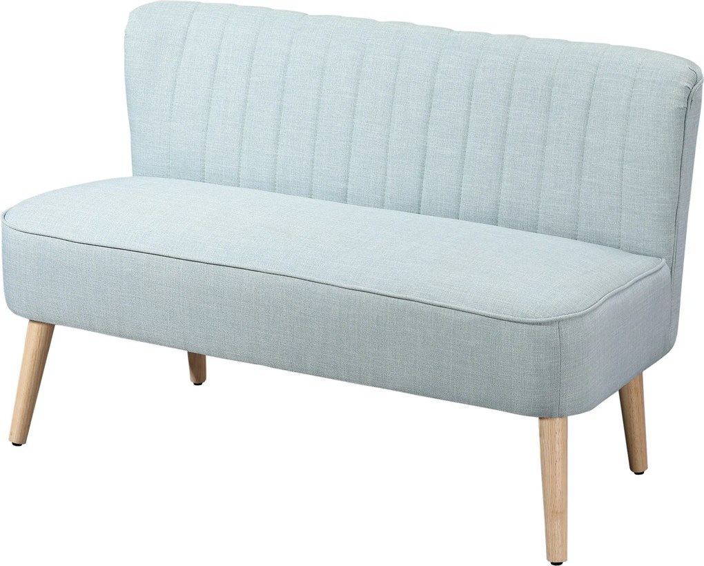 HOMCOM 2 Személyes Szövetkanapé - Retro Stílusú, Kárpitozott Kanapé Fa Kerettel, Világos Zöld 117 x 56,5 x 77 cm | Aosom