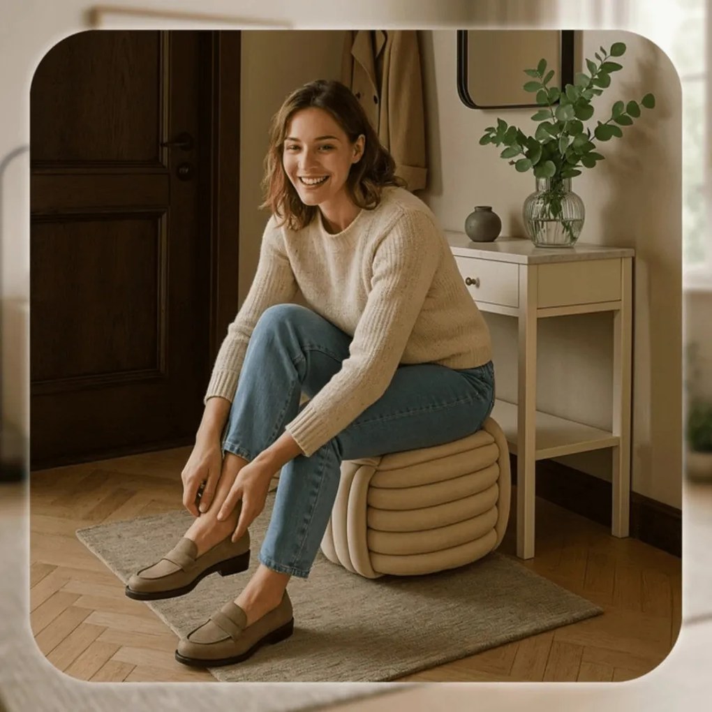 MAGMA krémszín fonott puff