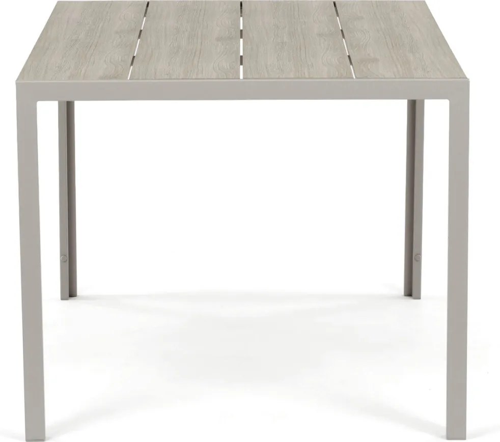 Kerti asztal 150x89 cm, fém, polywood, bézs, CRM