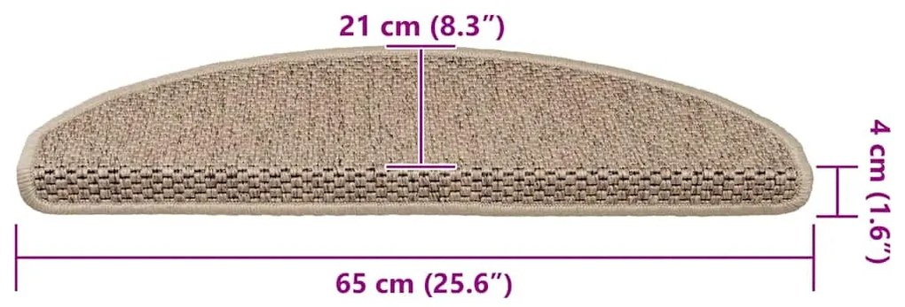 15 db szizál hatású homokszínű öntapadó lépcsőszőnyeg 65x21x4cm