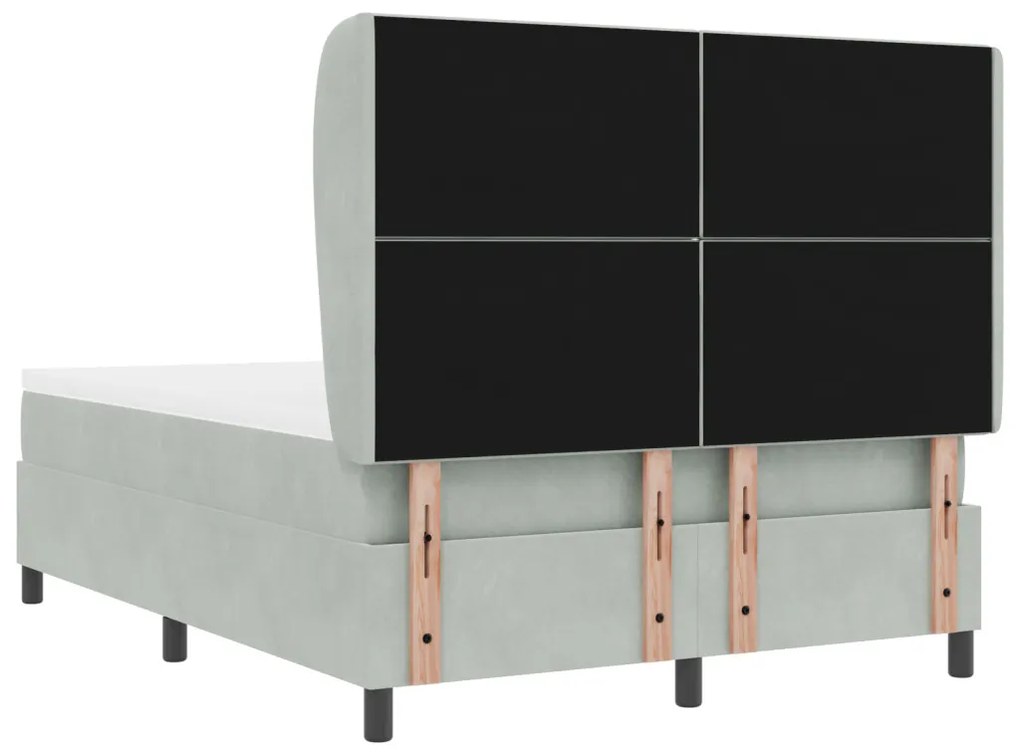 Boxspring Ágy Matraccal Világosszürke 140x190 cm Bársonyos