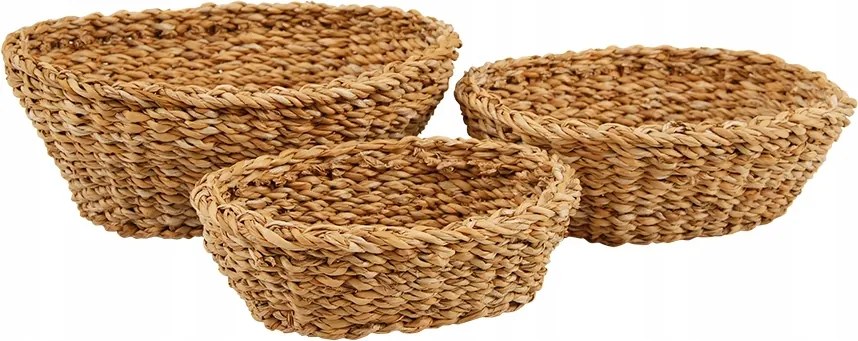 3 db Kosár 100% Természetes Boho tengeri fű