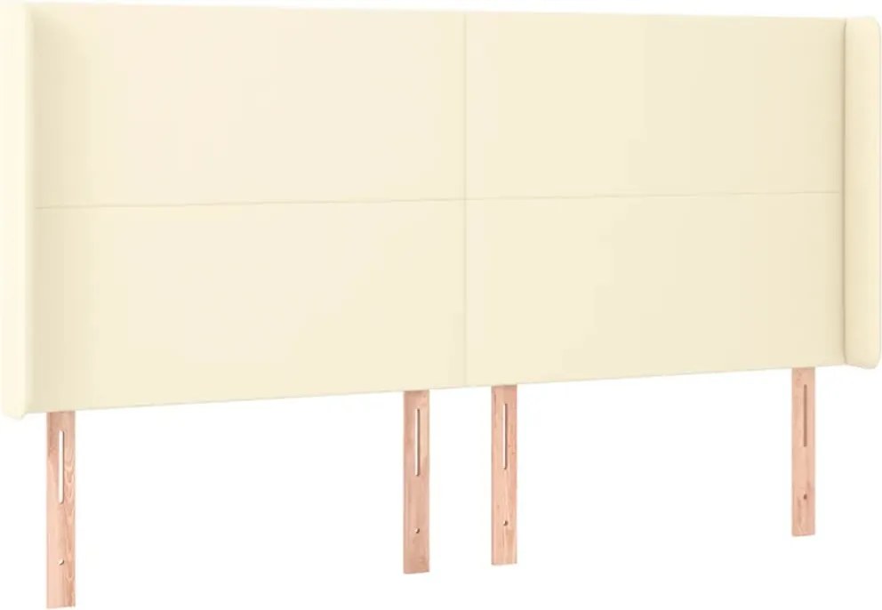 krémszínű műbőr fejtámla szárnyakkal 163x16x118/128 cm