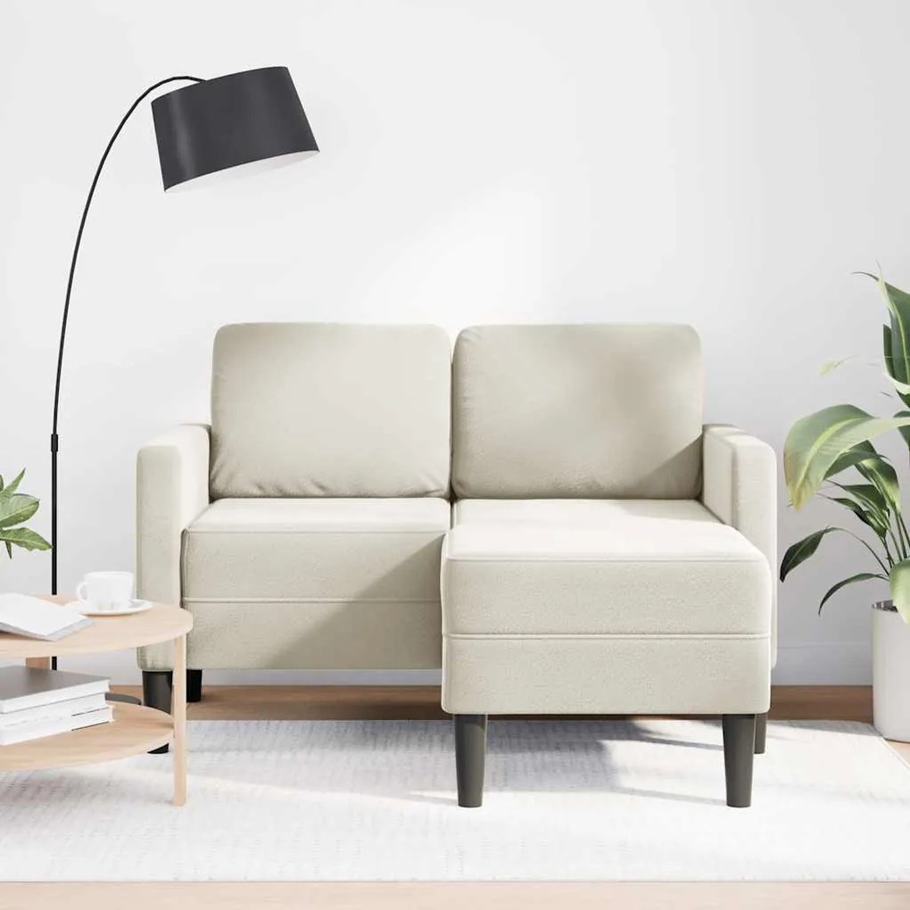krémszínű bársony 2 üléses kanapé L-alakú kanapéval 125 cm