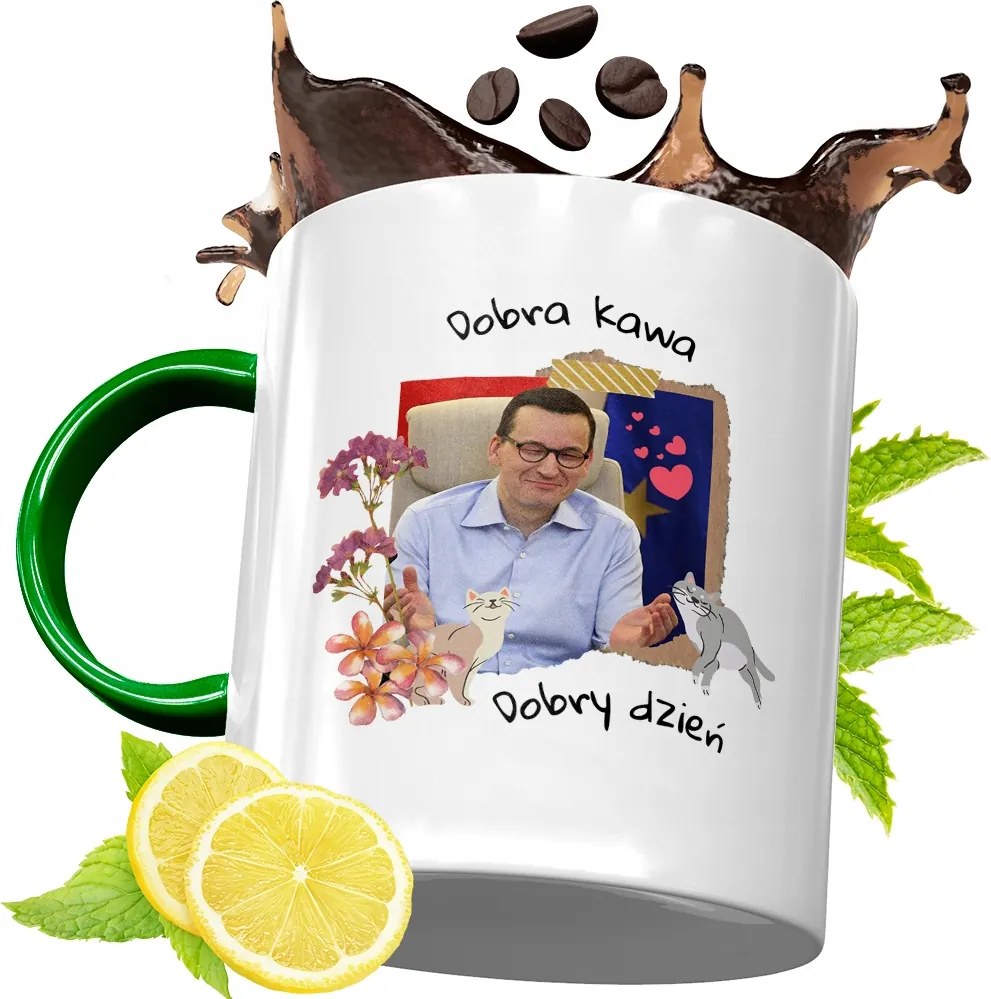 Máté Morawiecki Zöld Bögre Ajándék, fényképes nyomattal