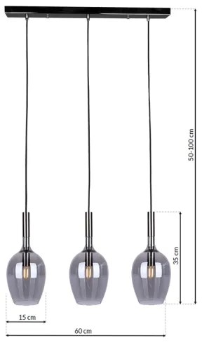 Csillár zsinóron LUGANO 3xE14/40W/230V szürke