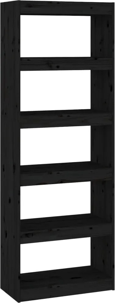 vidaXL fekete fenyőfa könyvszekrény/térelválasztó 60 x 30 x 167,5 cm