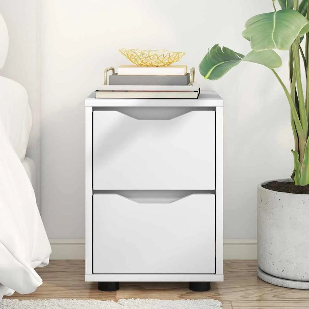vidaXL Éjjeli asztal fiókkal Fehér 30,5 x 30 x 43 cm Faanyag