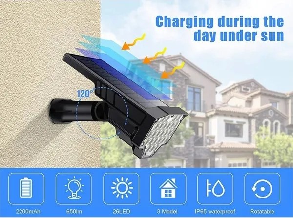 Viking - LED napelemes lámpa LED/1W/3,7V IP65 6000K 2200 mAh