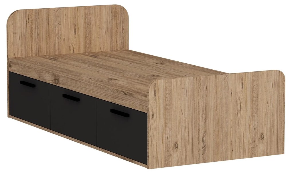 Egyszemélyes ágy 90 cm Pelavi 1 (atlanti fenyő + antracit) (ágyráccsal). 1094838