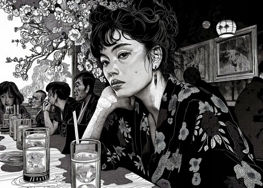 Poszter 70x50cm Fekete Kimono