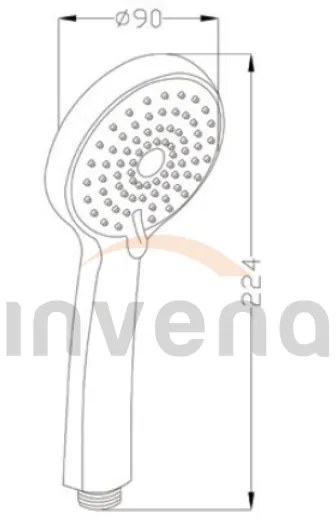 Invena Dafni, 3 funkciós kézi kerek zuhanyfej, fekete matt, INV-AS-02-004-S