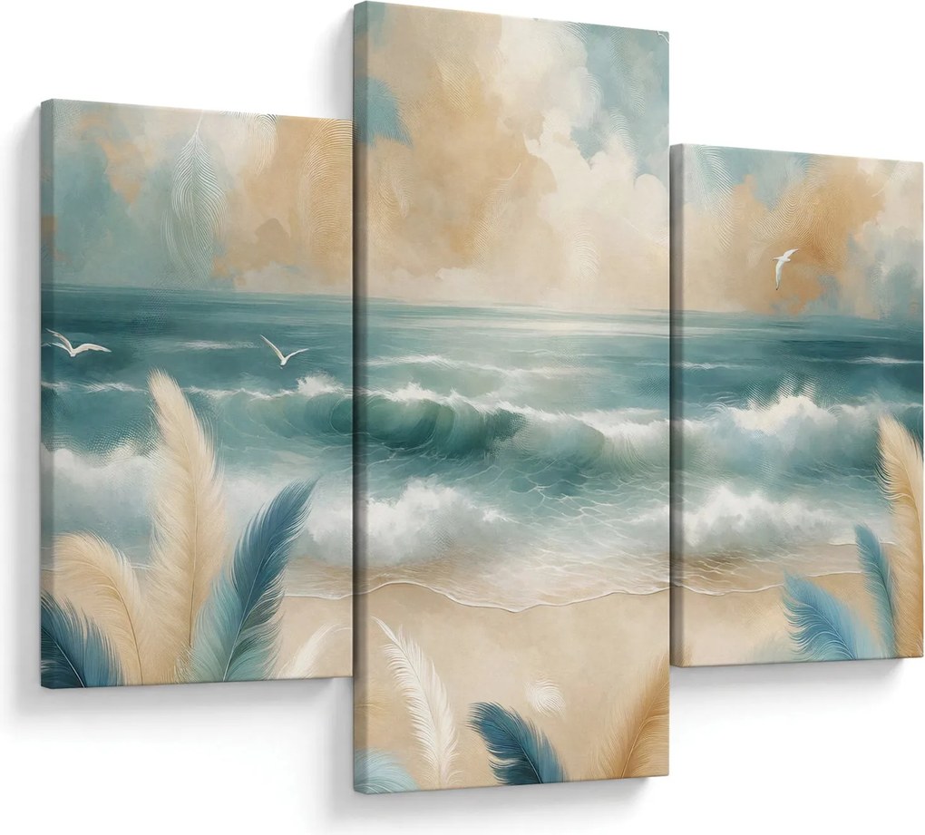 Kép – Festett strand lágy színekben (90x60 cm)