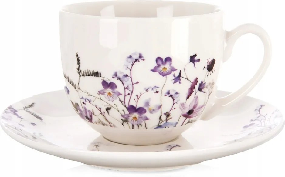 Virágos csésze porcelán csészealjjal tea kávéhoz 260 ml