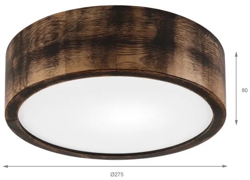 OAK SMOKY mennyezeti lámpa 1xE27/15W/230V, 27,5 cm, tölgy/sötétbarna