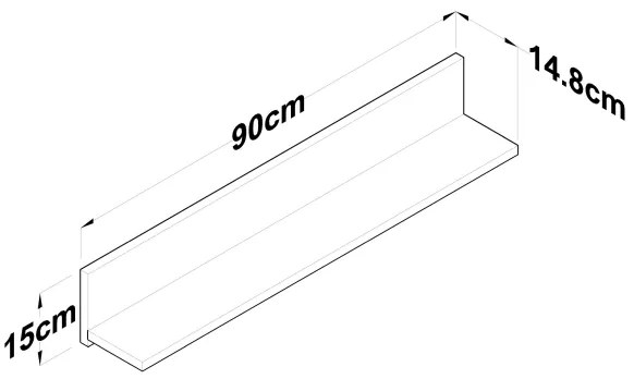 Fali polc RANI 90x15 cm barna