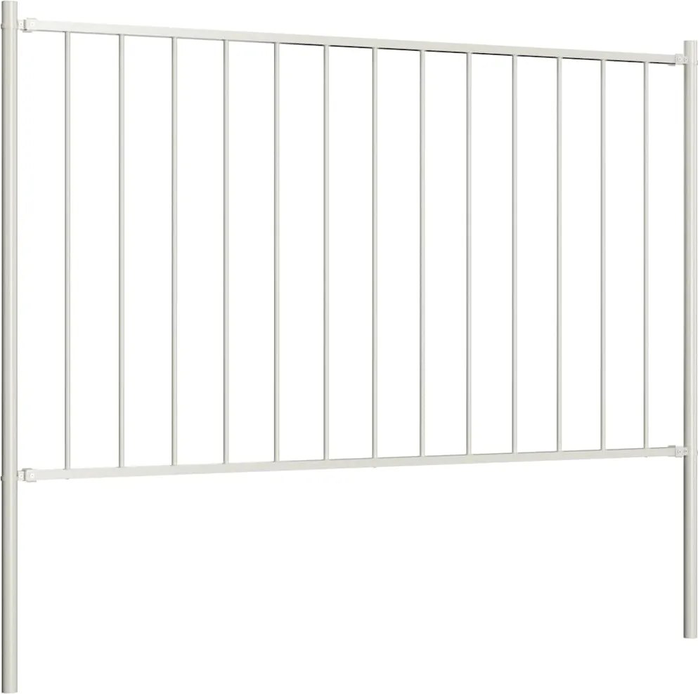 vidaXL fehér porszórt acél kerítéspanel oszlopokkal 1,7 x 1 m