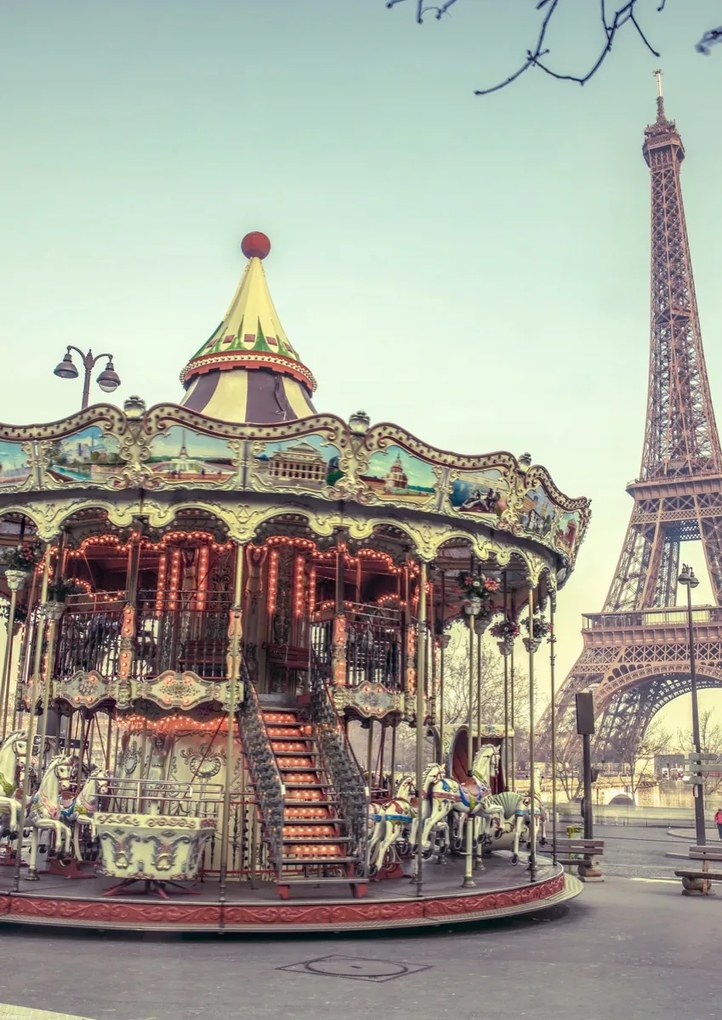Poszter 42x59,4cm Körhinta és Eiffel-torony 2, Assaf Frank