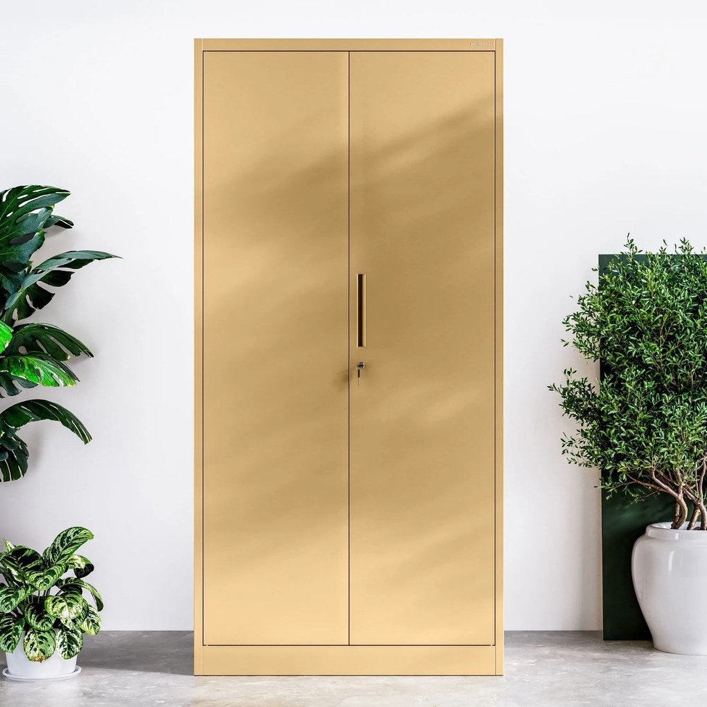 Zárható irodai szekrény JAN, 900 x 1850 x 400 mm, Fresh Style: bézs