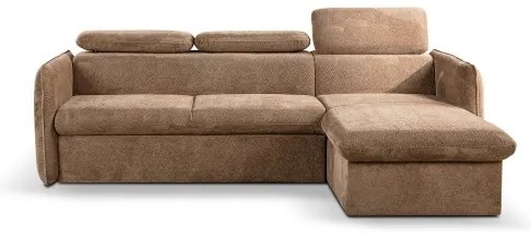 Bejárható sarokkanapé L-alakban, tárolóval, BEJA bézs, jobb oldali