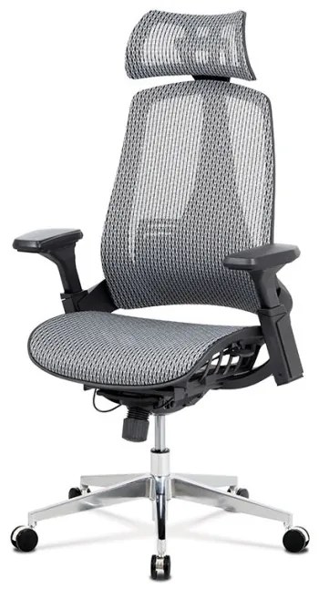 Kancelářská židle, šedá MESH síťovina, lankový mech., kovový kříž