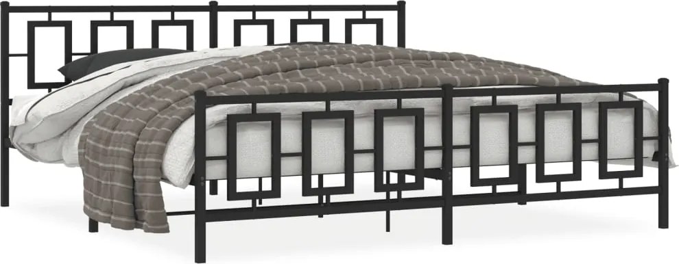vidaXL fekete fém ágykeret fej- és lábtámlával 193 x 203 cm
