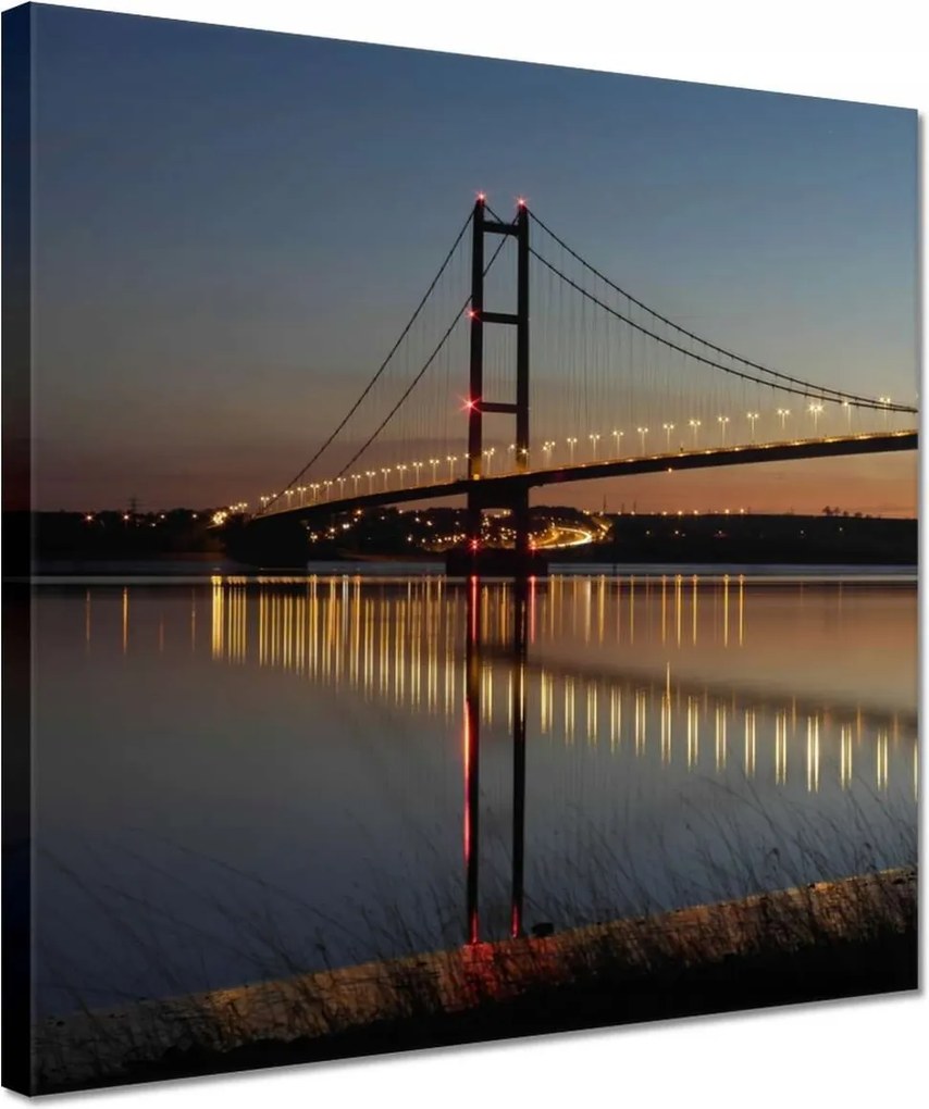 Vászonkép 30x30 Kivilágított híd éjszaka