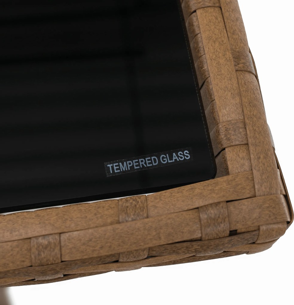 Kerti rattan szett, szürkésbarna/világosbarna, SAGIR