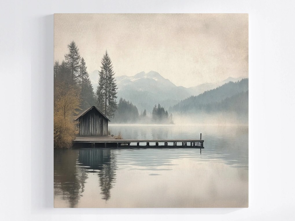 Canvas Vászonkép Tájkép Hegyek Erdő Tó Móló Kikötő 40x40