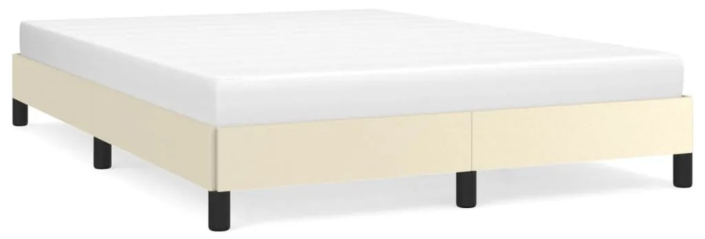 krémszínű műbőr ágykeret 140x200 cm