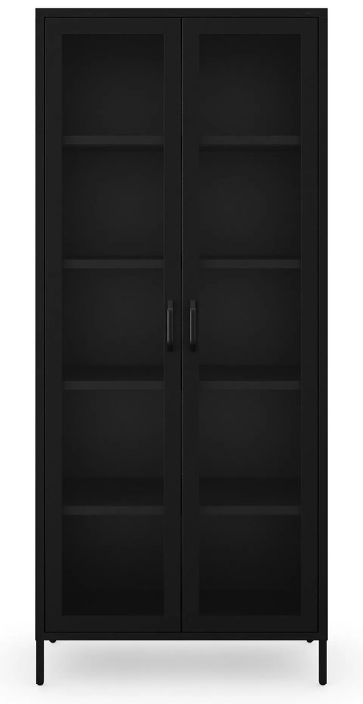 Vitrin üveg nappaliba lábakon fekete, 800x1850x450 mm: ANGELO Modern