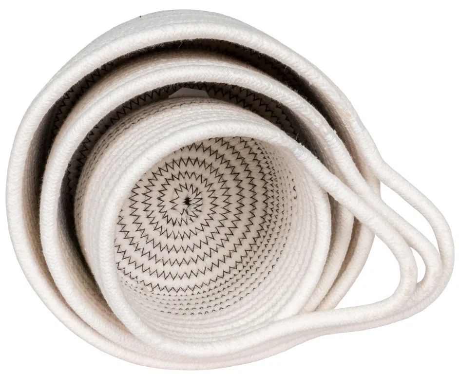 Algar kosarak, pamut, fehér/szürke, 3 db
