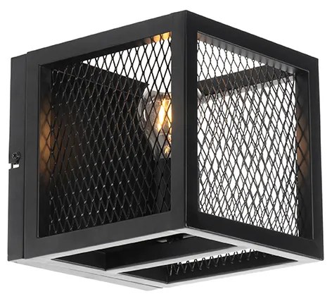 Ipari fali lámpa fekete ráccsal - Cage