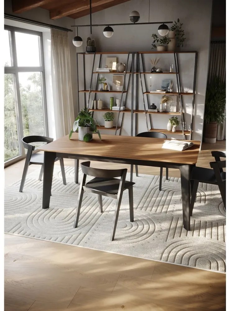 Natúr színű bővíthető étkezőasztal diófa dekoros asztallappal 100x180 cm Shadow – TemaHome