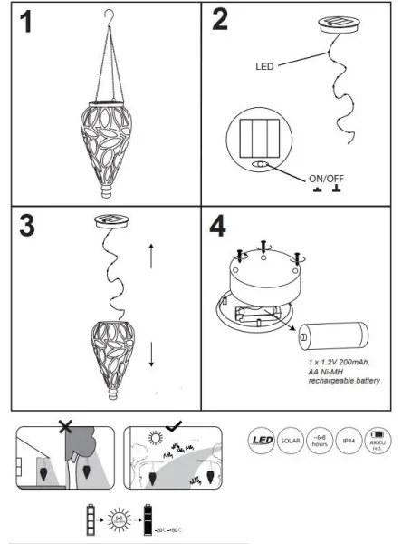 Globo 36131A - LED Napelemes lámpa SOLAR LED/0,9W/3,2V IP44 sárga