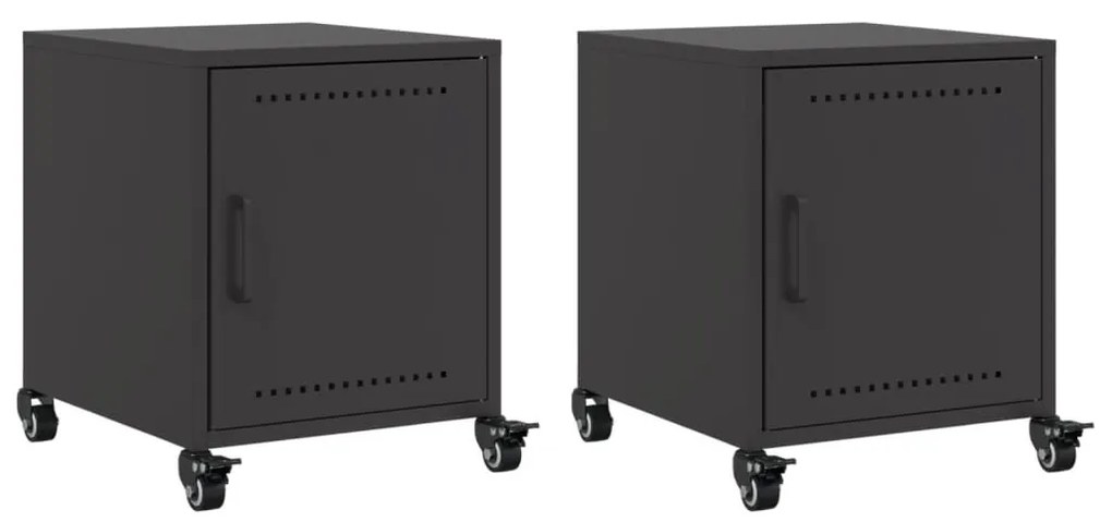 2 db fekete acél éjjeliszekrény 36x39x43,5 cm