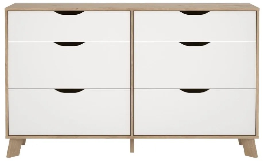 Fehér-natúr színű komód tölgyfa dekorral 156x92x40 cm Ikast – Tvilum