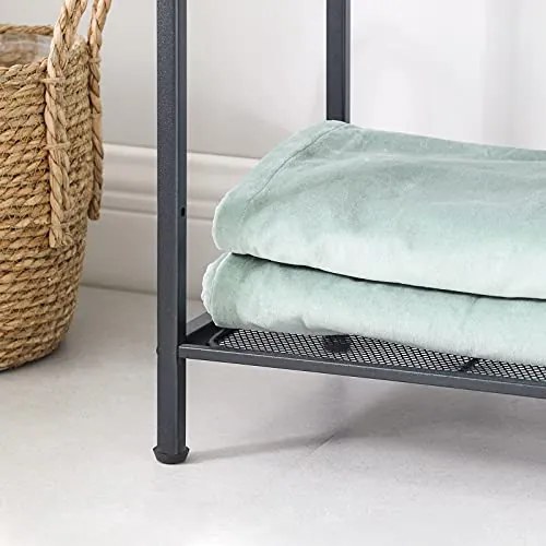 Fém polc, 3 szintes polc, bővíthető, állítható polcok, ipari design, fekete