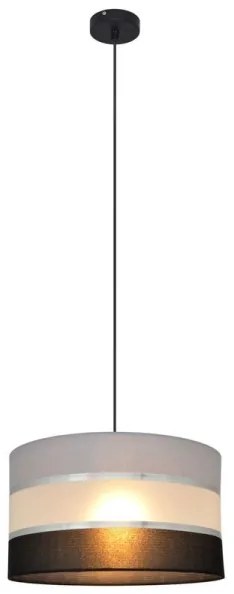 Csillár zsinóron HELEN 1xE27/15W/230V á. 35 cm fekete/szürke/ezüst