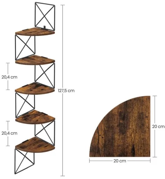 SNAKE sarokfali polc barna/fekete