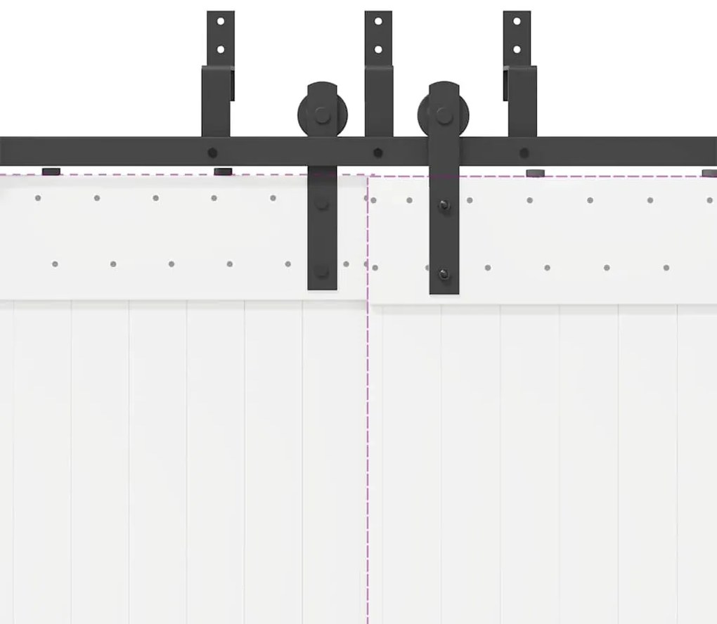 fekete acél tolóajtó fémszerelék készlet 183 cm