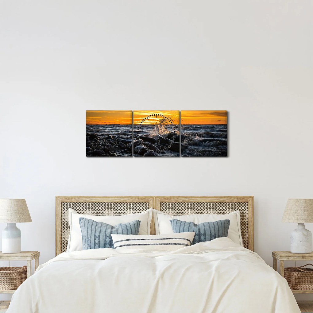 A tenger hullámai képe (órával) (90x30 cm)