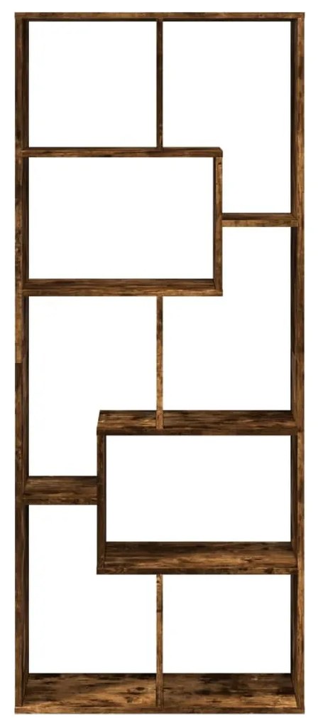 füstös tölgy szerelt fa elválasztó könyvespolc 67x25x161,5 cm