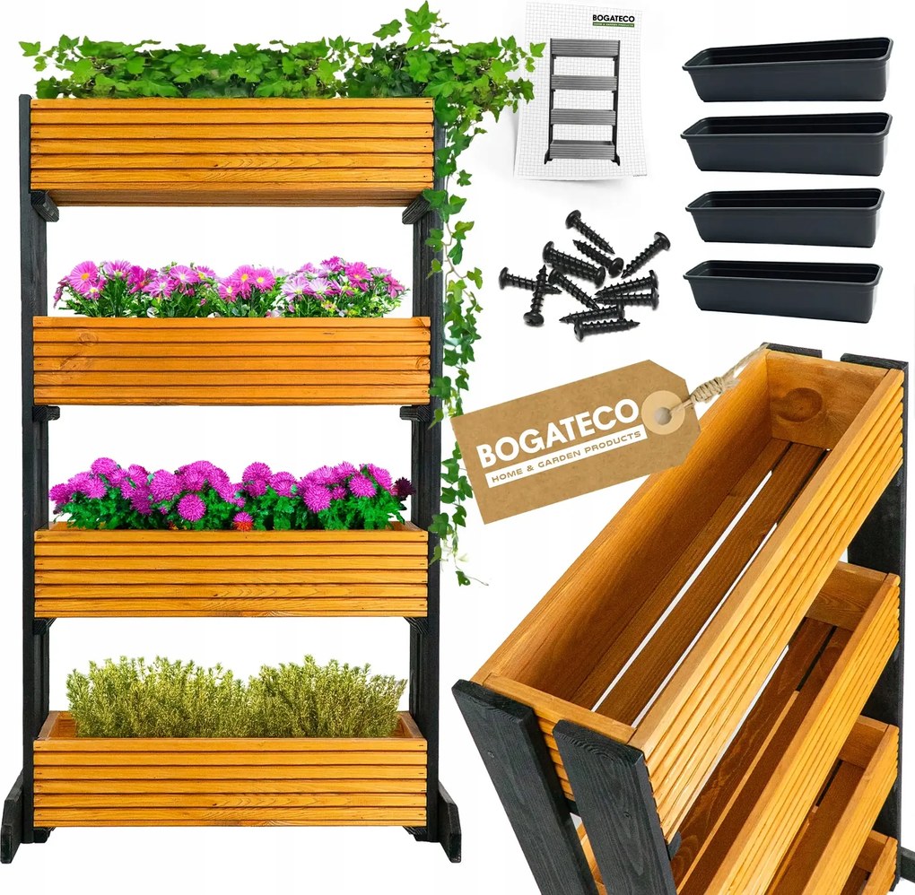 4 Virágtartó Állvány Gyógynövények Virágok Erkély Virágágyás Világos Barna