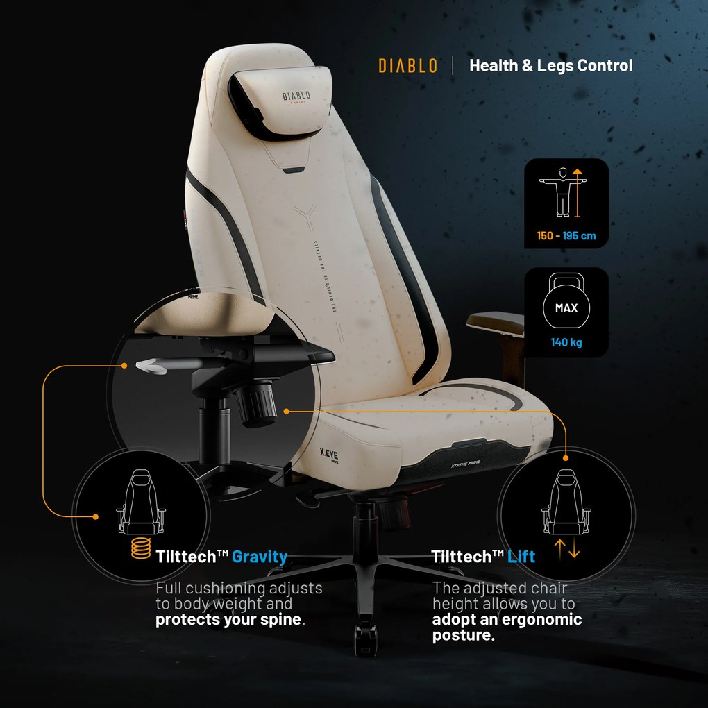 Gamer szék Normal Size bézs-fekete: Diablo X-Eye Prime Desert Storm