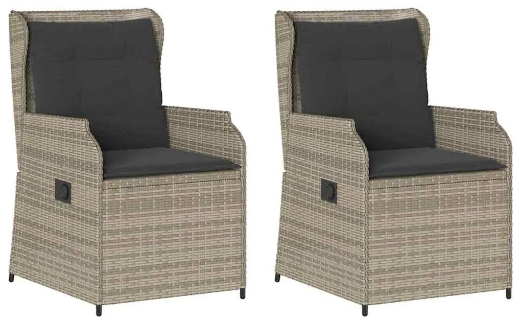 Kerti pad párnával 2 pcs Világosszürke Poli rattan