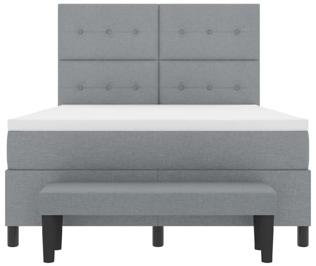 Box Spring Ágy Matraccal és Padlóval, Világosszürke 140x200 cm, Szövet